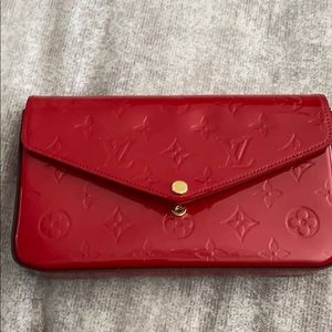 Louie Vuitton chain clutch red patent leather
